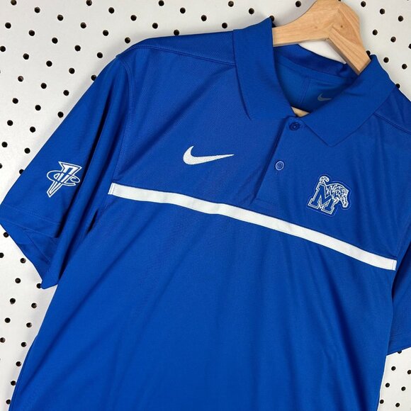 Nike 1 Cent Memphis Tigers Polo Small Blue PE Basketball Penny Coach Sideline - Picture 3 of 6